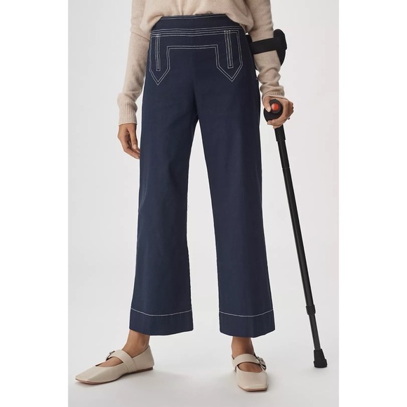 Anthropologie The Colette Sailor Crop Wide-Leg Pants by Maeve - Picture 1 of 10